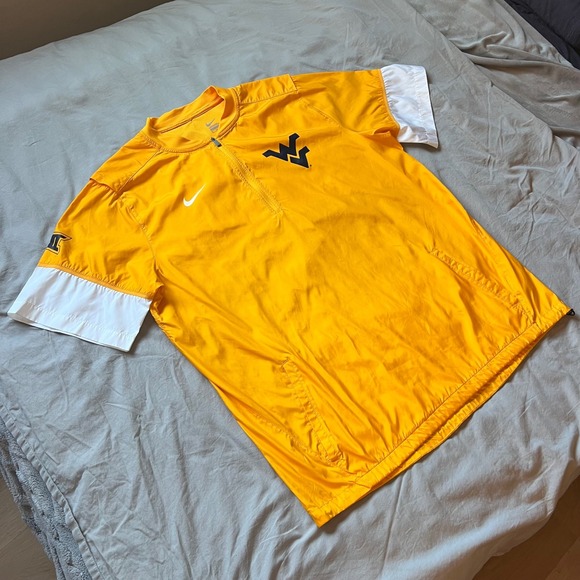 NIKE WVU Mountaineers Jacket Mens Size XL Yellow Half Zip Windbreaker College - Picture 1 of 16